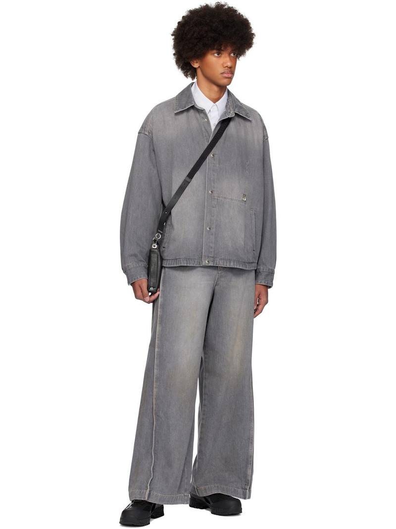 Wooyoungmi Gray Two-Tuck Wide Jeans outlook