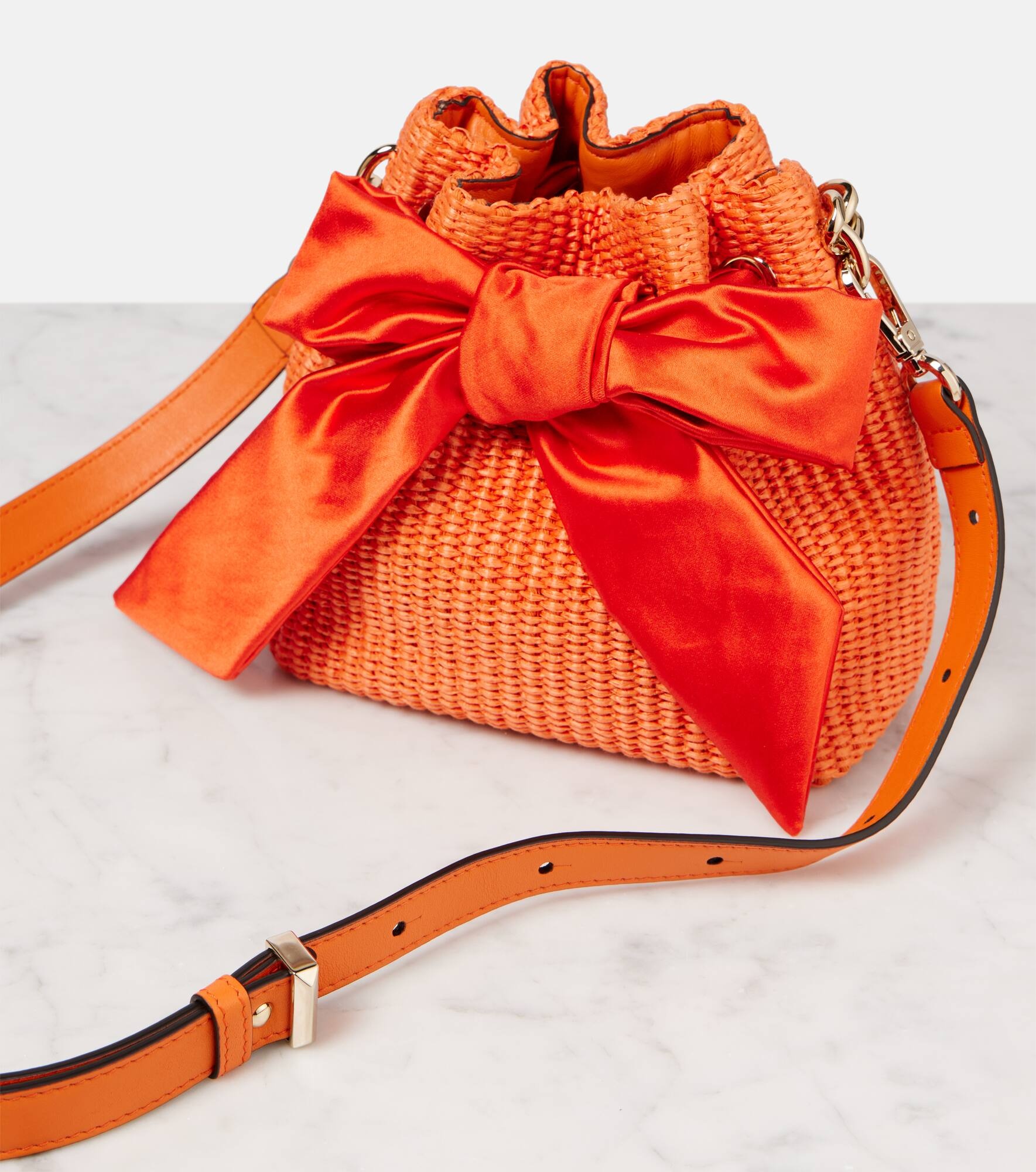 Bon Bon bow-detail raffia bucket bag - 6