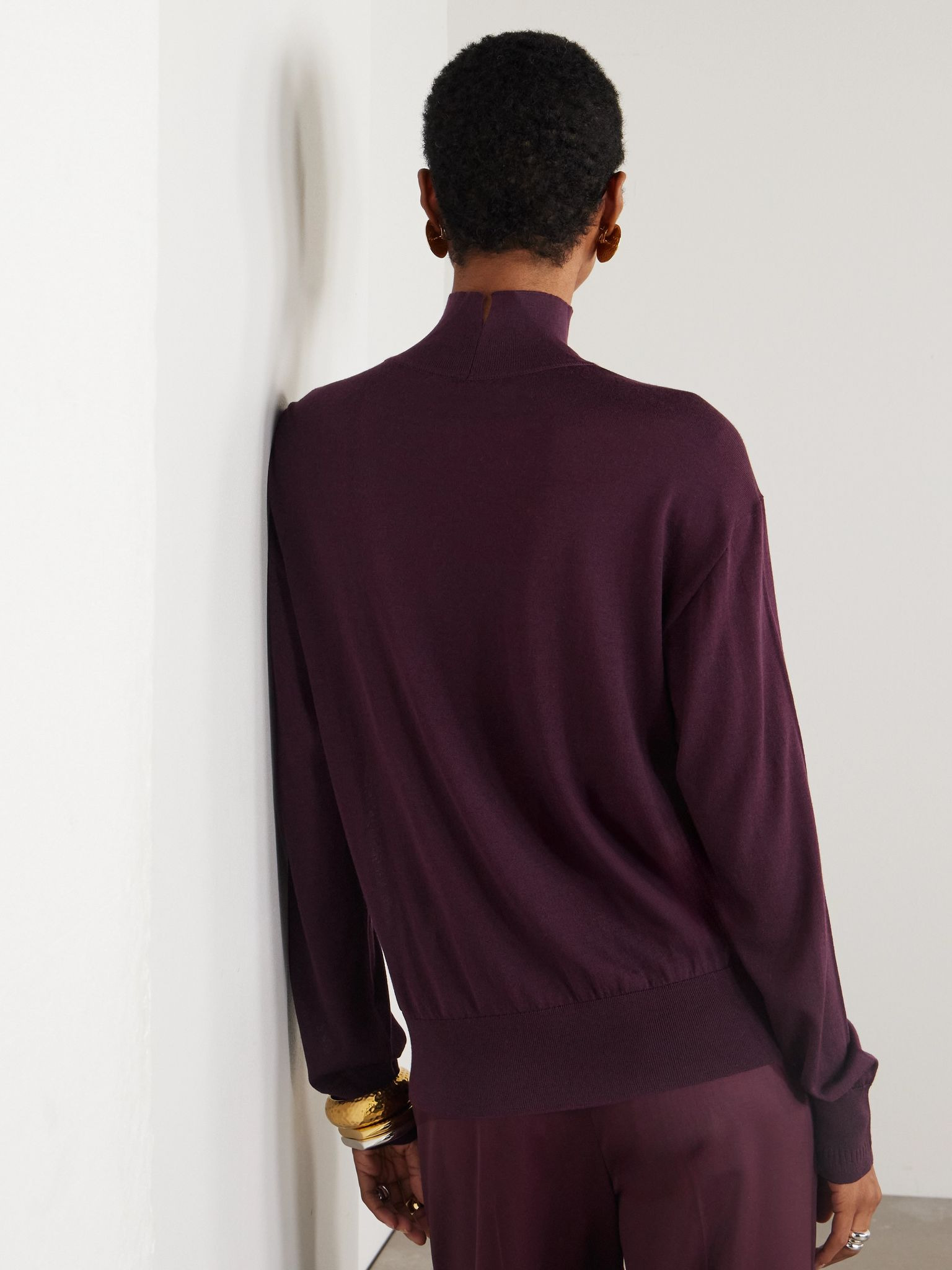 Wool turtleneck sweater Burgundy - 4