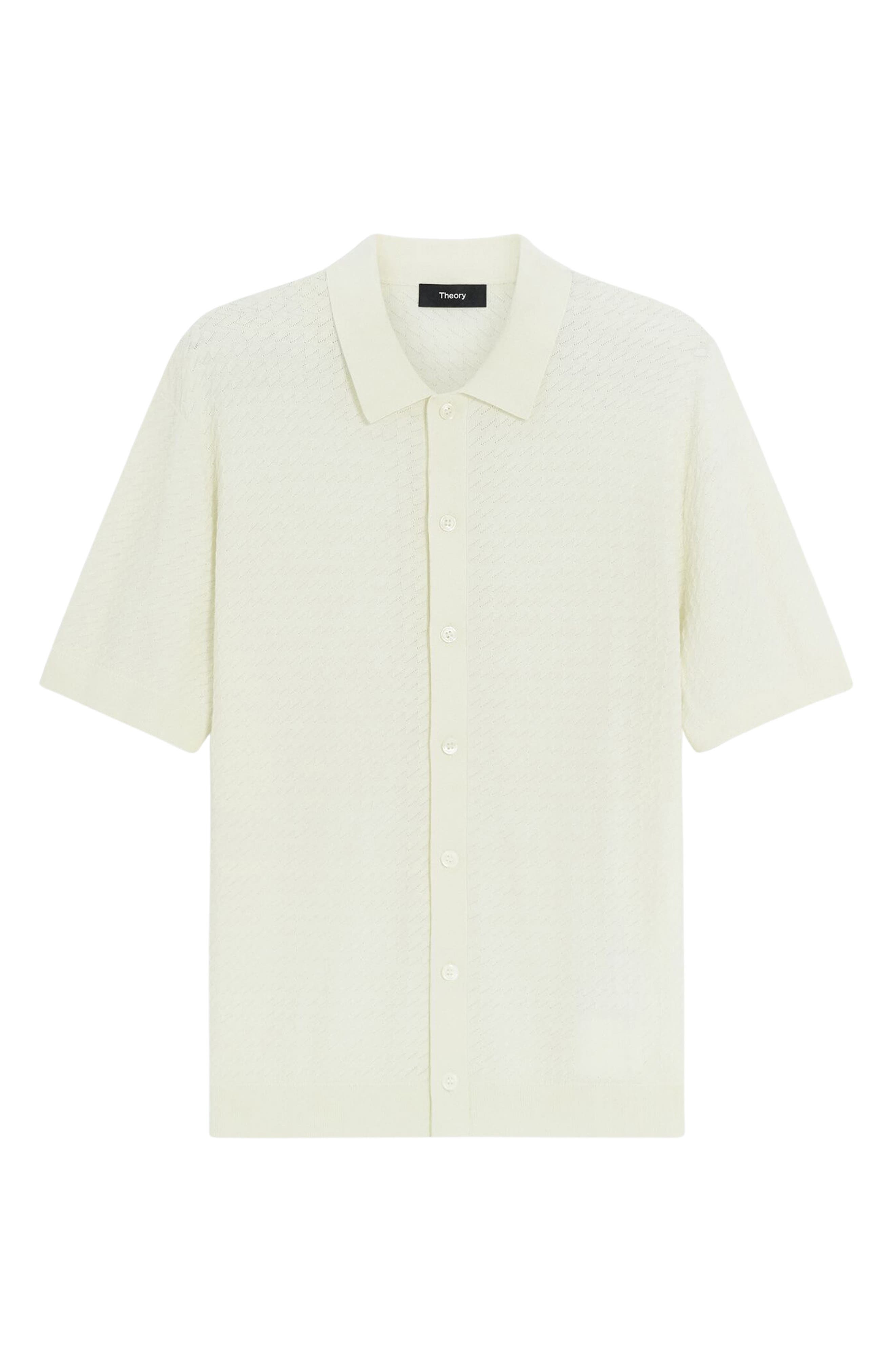 Theory Cairn Short Sleeve Organic Cotton Button-Up Shirt in Eggshell at Nordstrom - 6