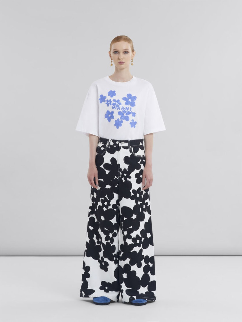 Marni COTTON TROUSERS WITH BLACK AND WHITE DILLIES PRINT outlook