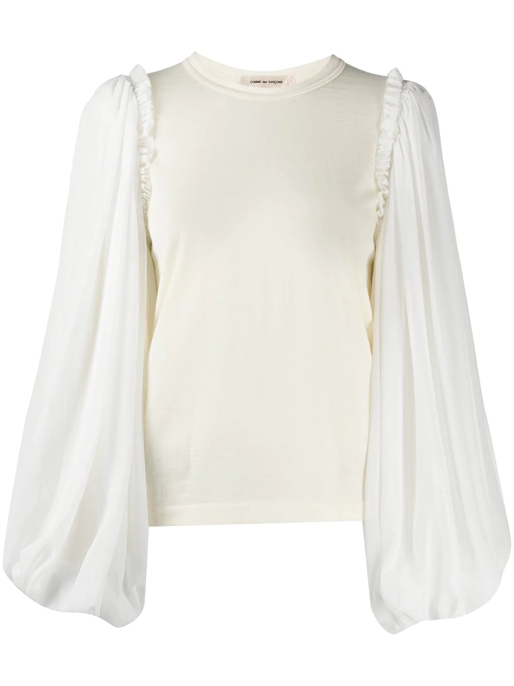 pleat sleeve T-shirt - 1