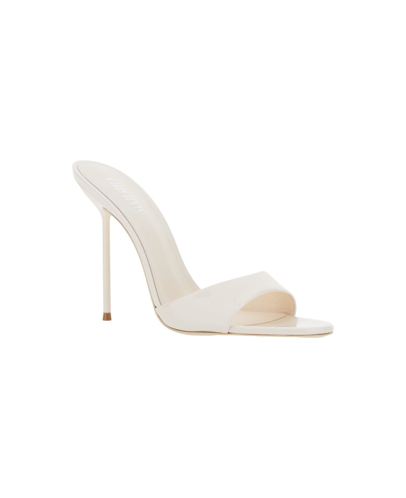 PARIS TEXAS 'lidia' White Heeled Sandals With Round Toe And Logo On The Insole In Shiny Leather Woman outlook