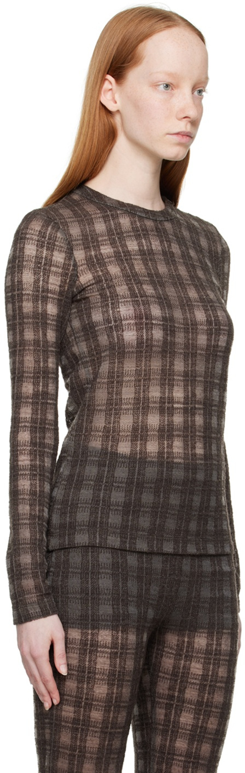 Elleme Brown Check Sweater outlook