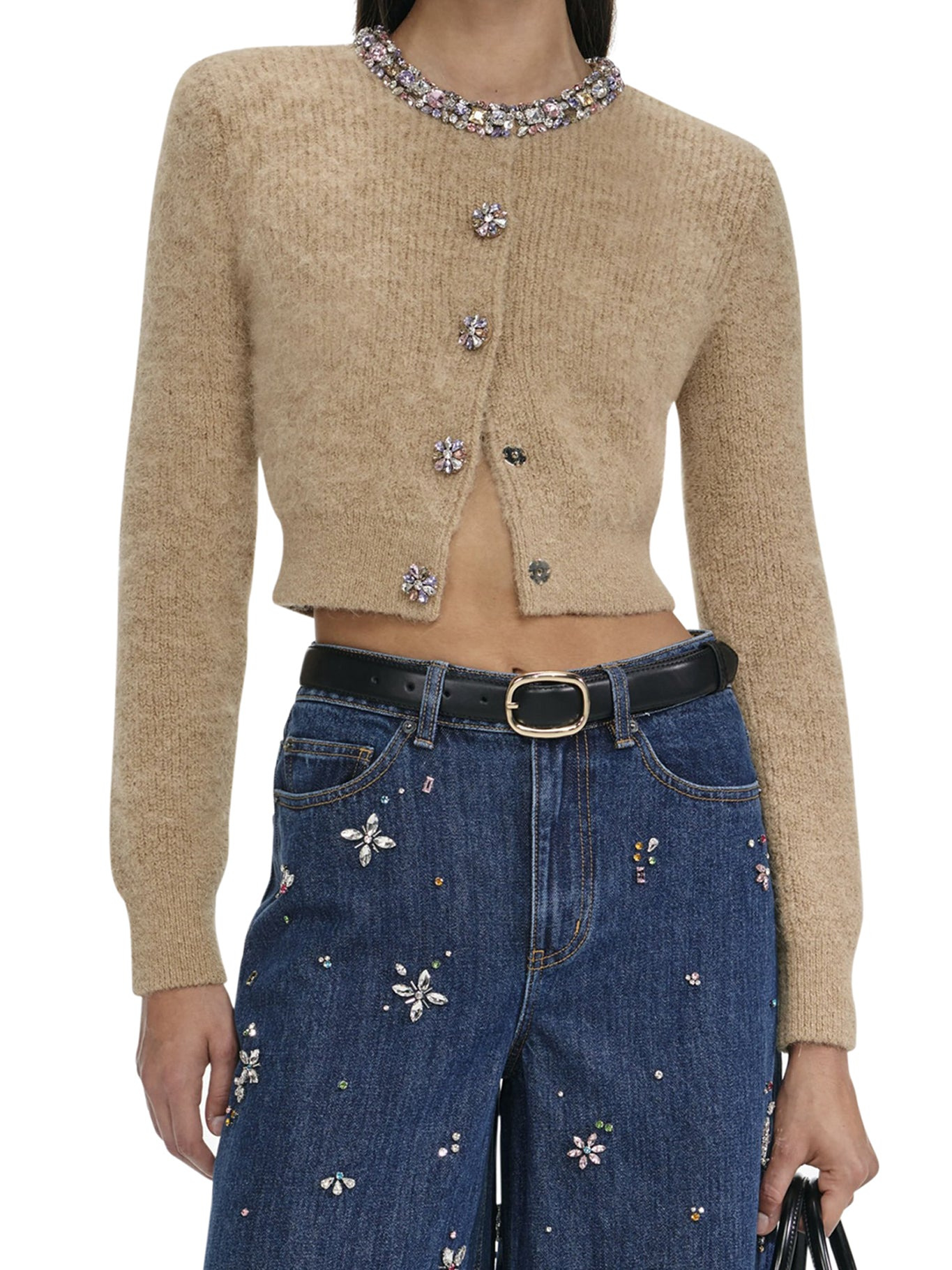 ALPACA CARDIGAN WITH JEWEL DECORATIONS - 4