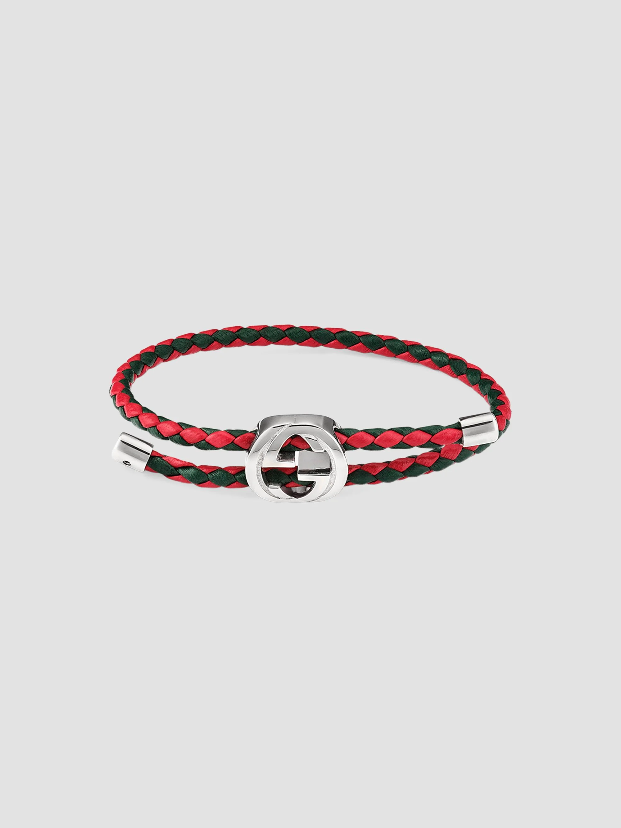 Men's Interlocking G Sterling Silver & Braided Leather Bracelet - Silver - 1