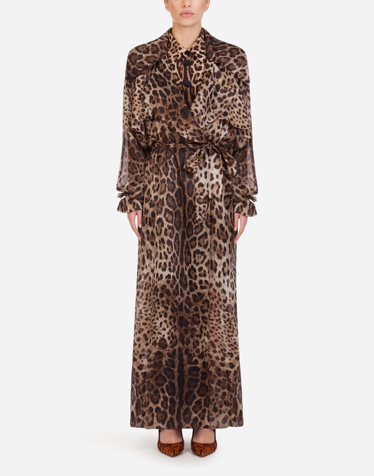 Organza trench coat with leopard print - 1