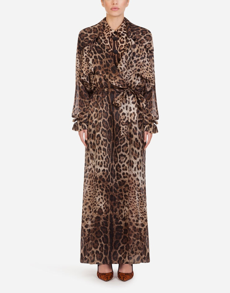 Dolce & Gabbana Organza trench coat with leopard print outlook