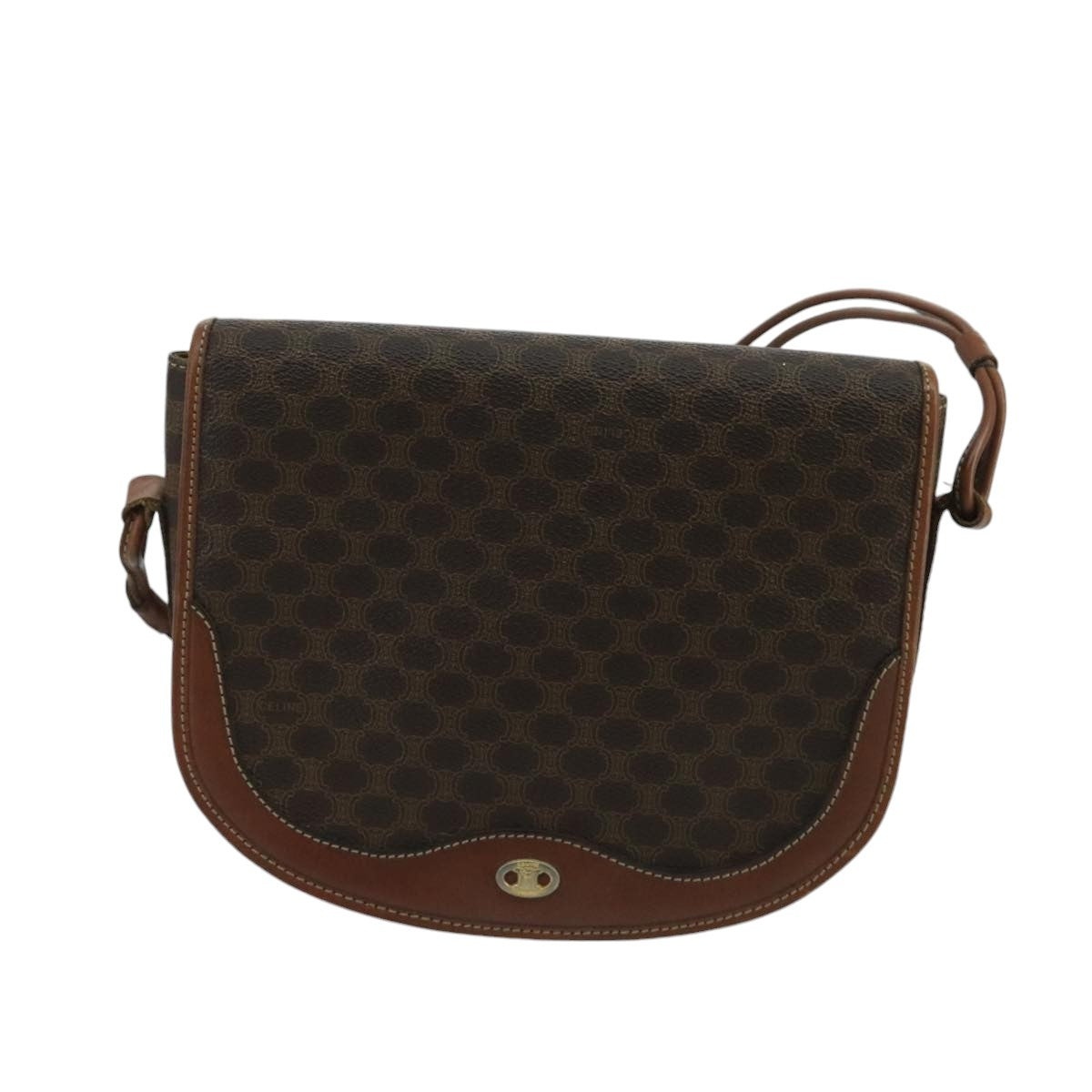 CELINE Macadam Canvas Shoulder Bag Pvc Leather Brown - 13