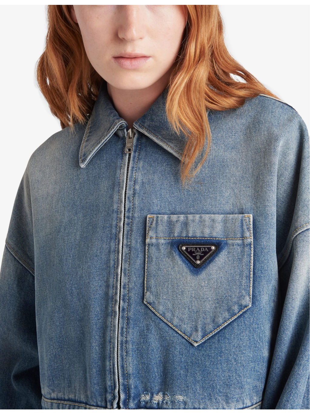 Cropped logo-plaque denim jacket - 5