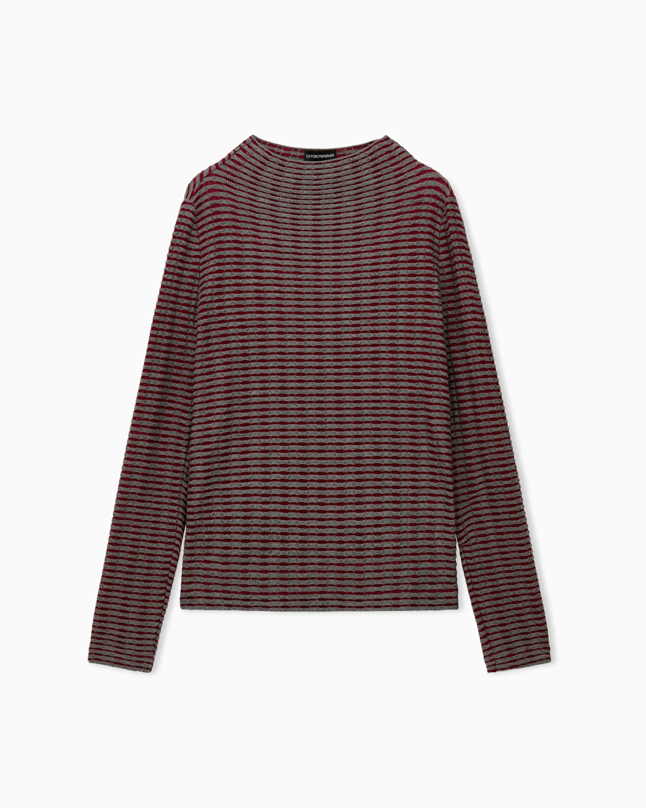 JUMPER IN VISCOSE JACQUARD JERSEY WITH HORIZONTAL STRIPES - 1