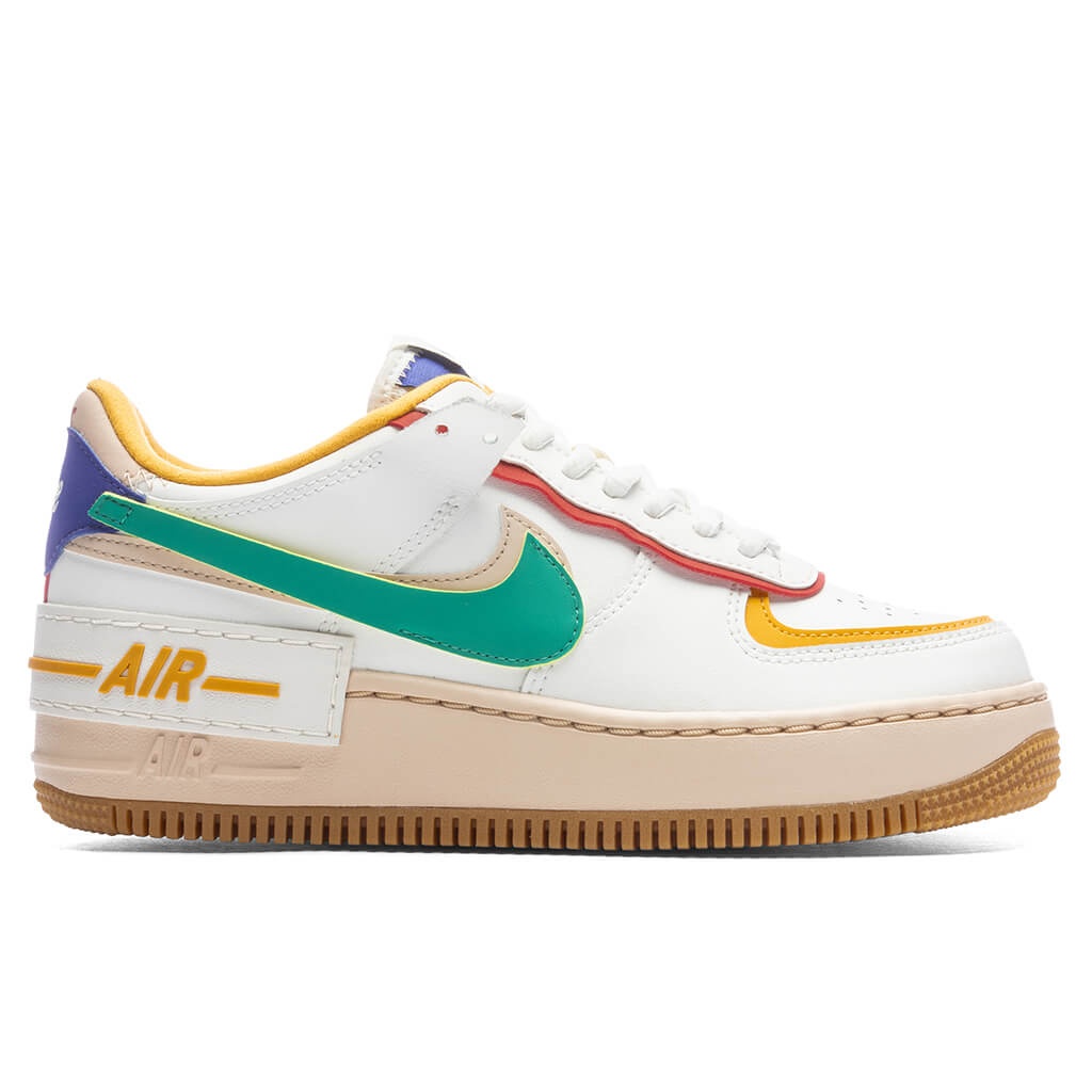 NIKE WOMENS AIR FORCE 1 SHADOW - SUMMIT WHITE/NEPTUNE GREEN/YELLOW - 1