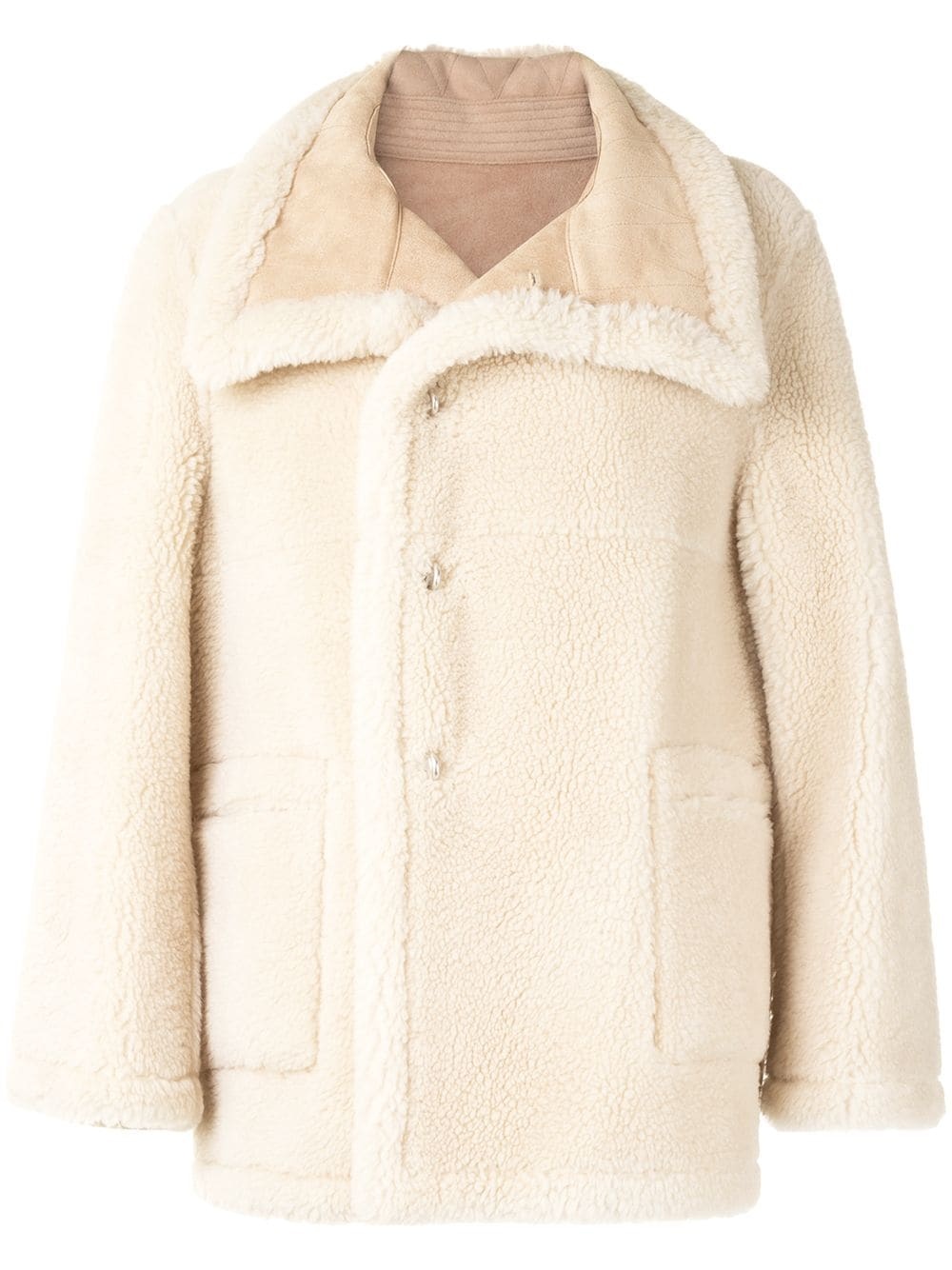 Welldone shearling single-breasted coat - 1