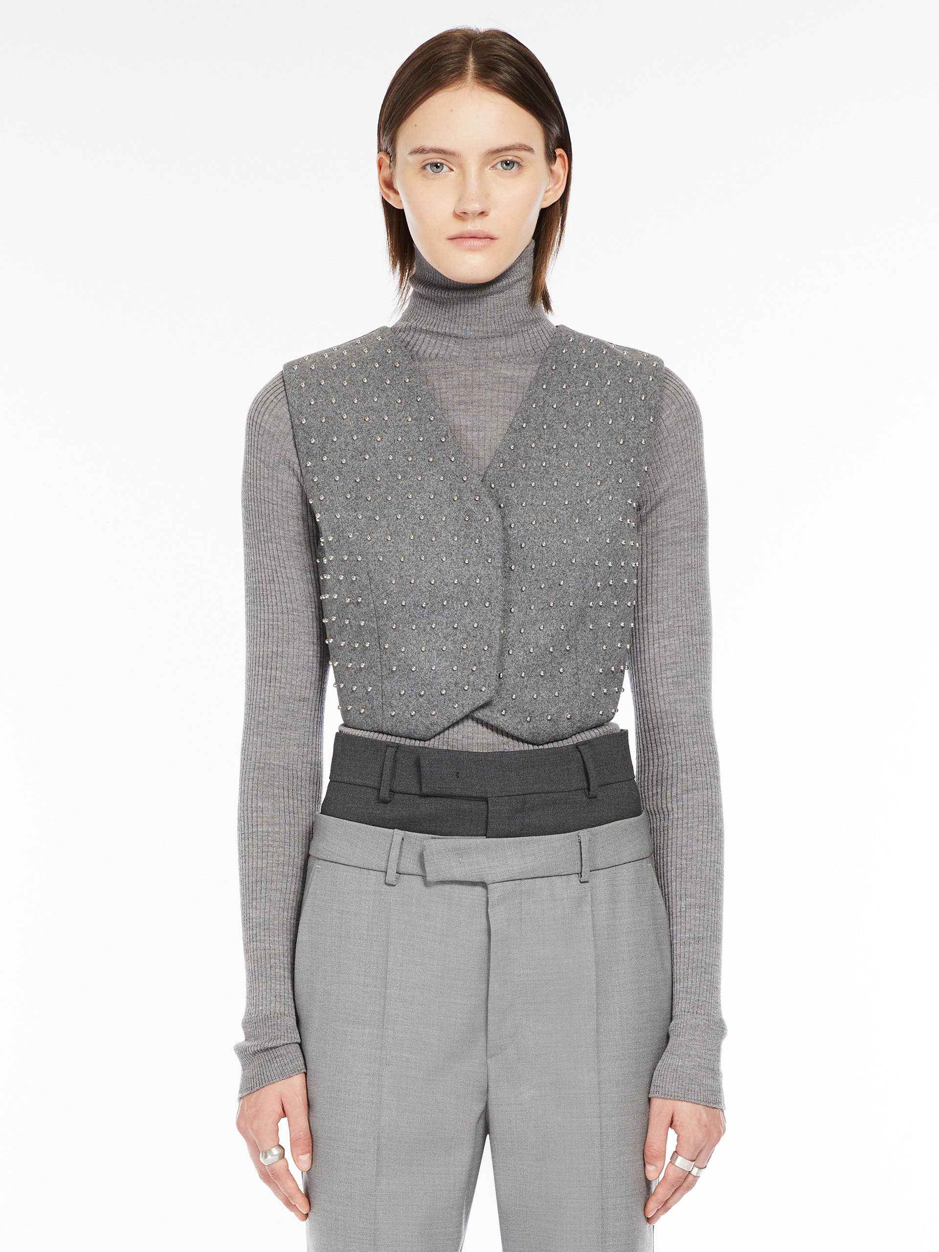 MERIS Cropped wool waistcoat with studs - 3