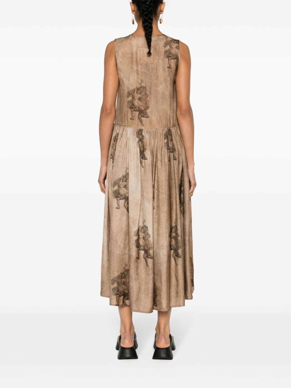 renaissance-print midi dress - 4