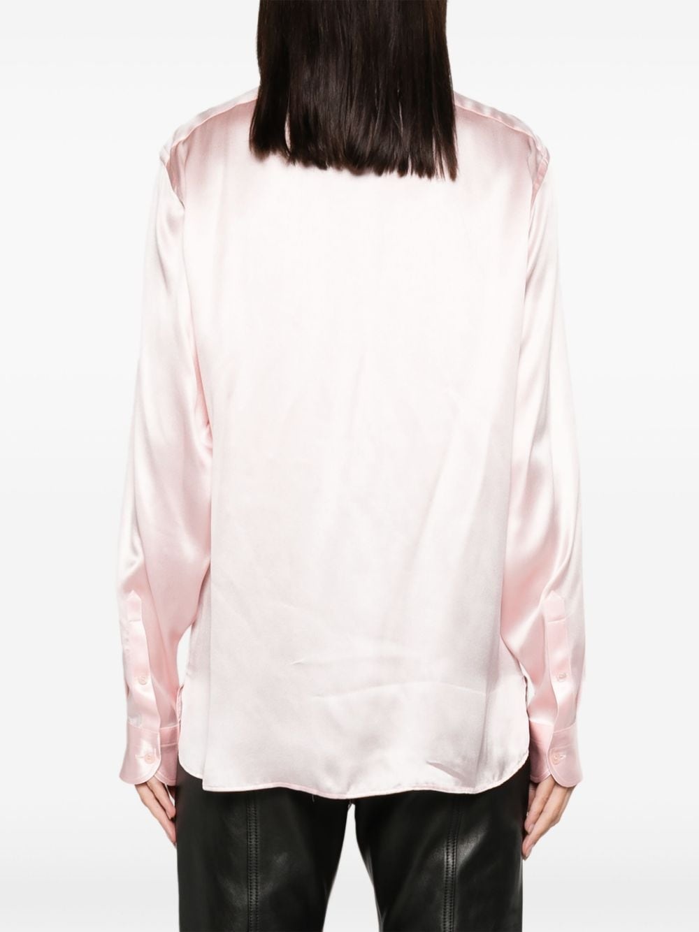 pintuck-detail silk shirt - 4