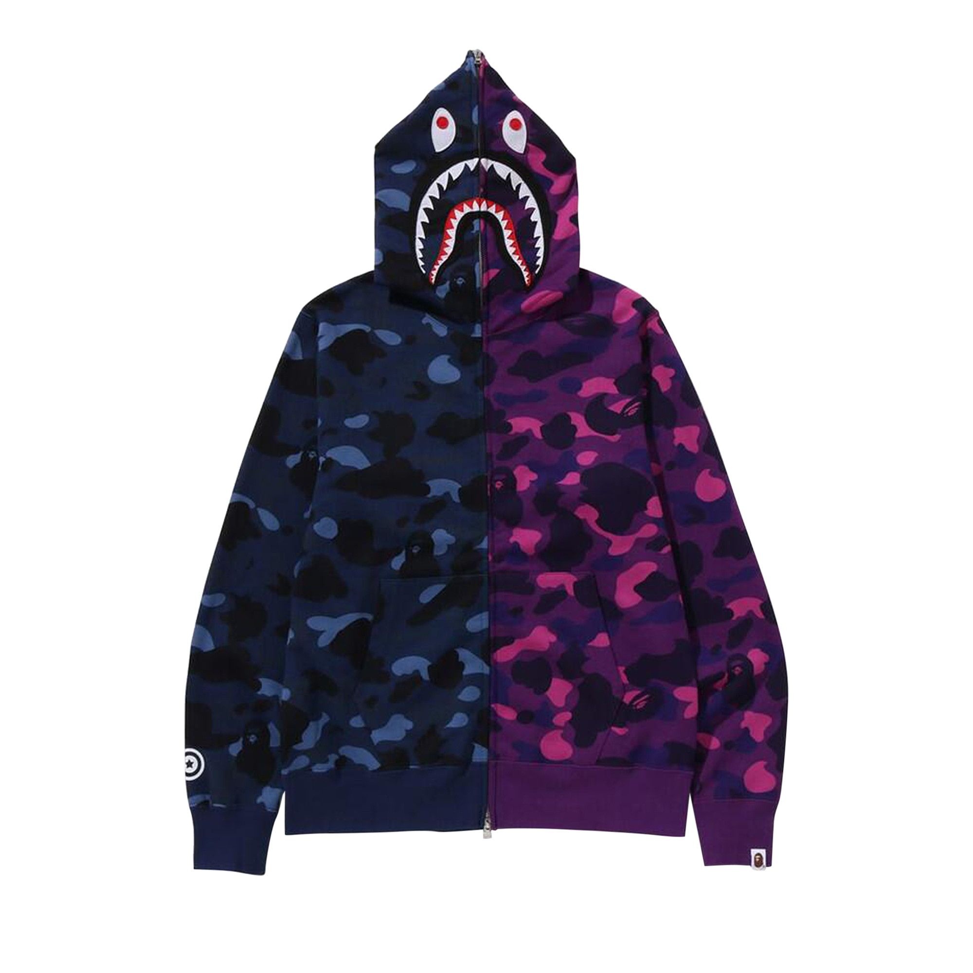BAPE Color Camo Separate Shark Full Zip Hoodie 'Navy/Purple' - 1