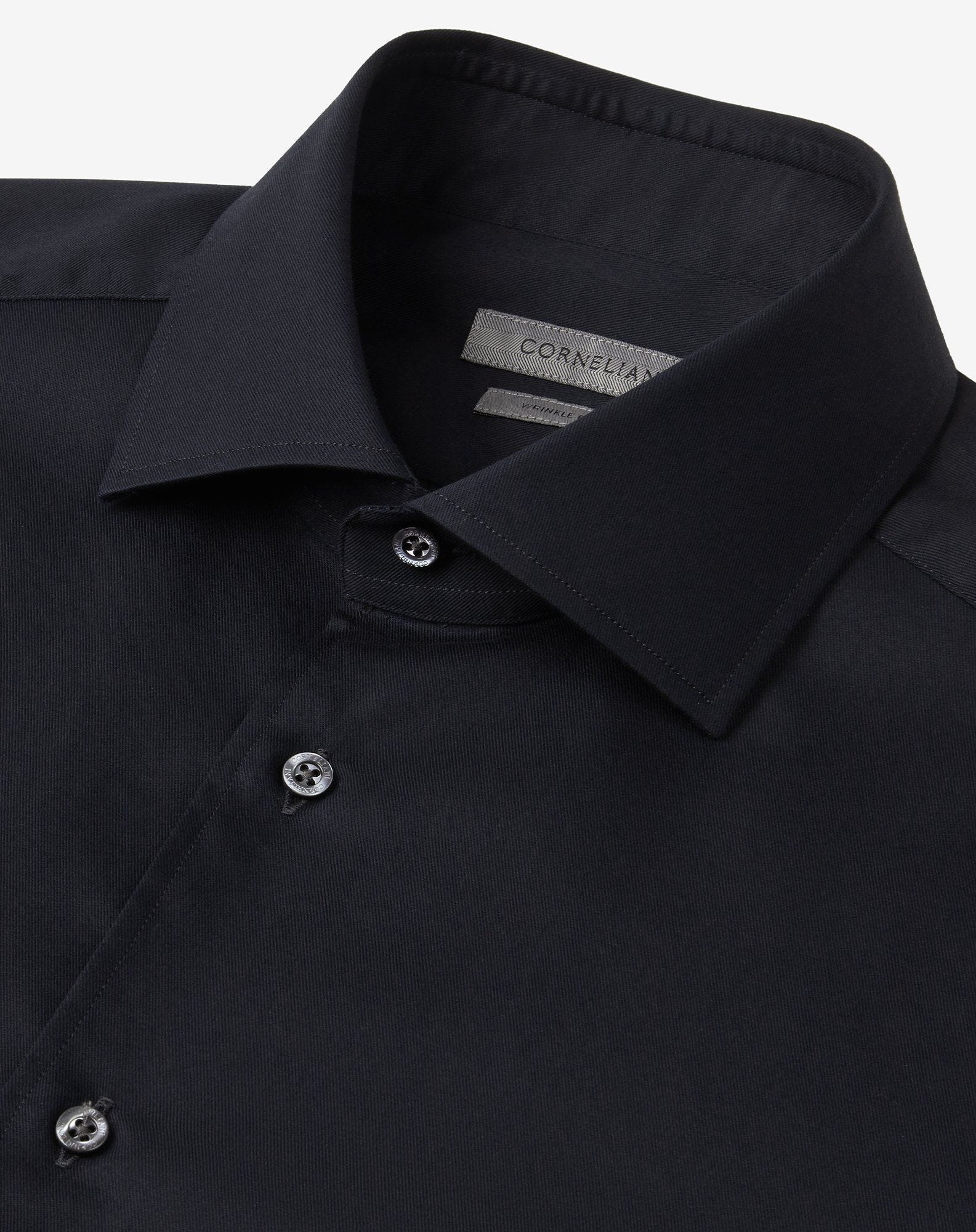 Black wrinkle-free cotton twill shirt - 3