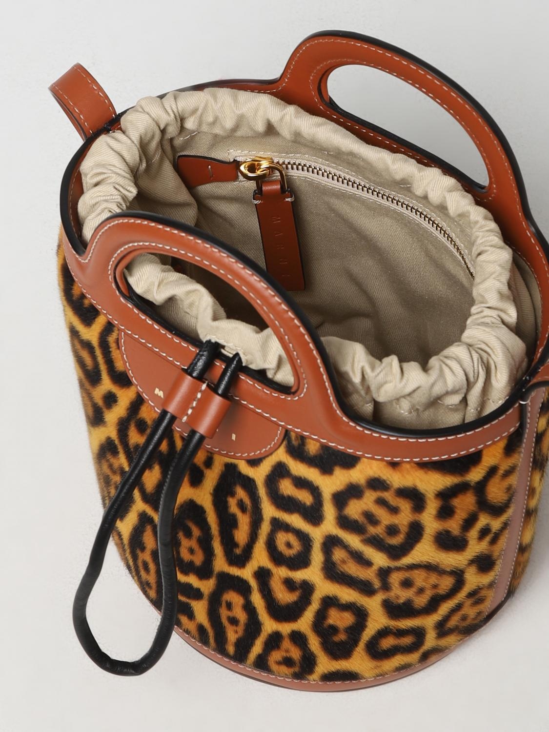 Marni Tropicalia bag in shearling with animal print and logo - 4