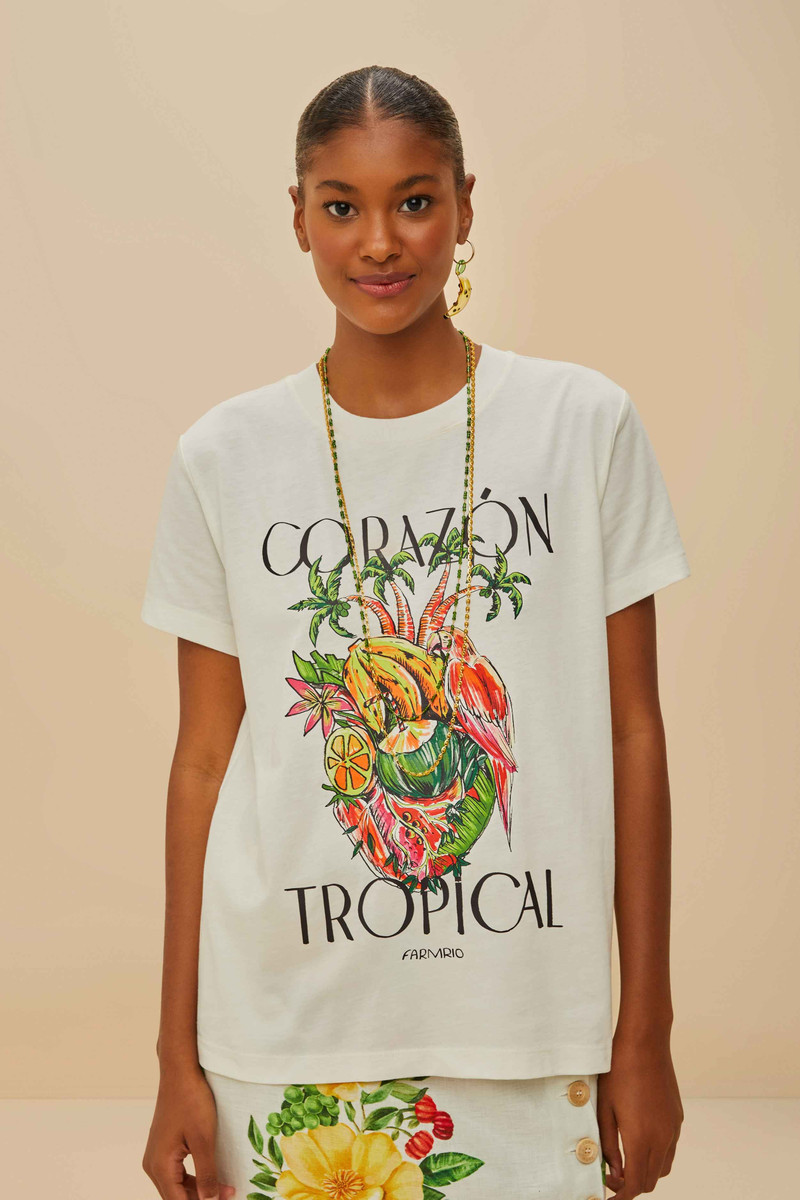 Off-White Corazón Tropical Organic Cotton T-Shirt 1