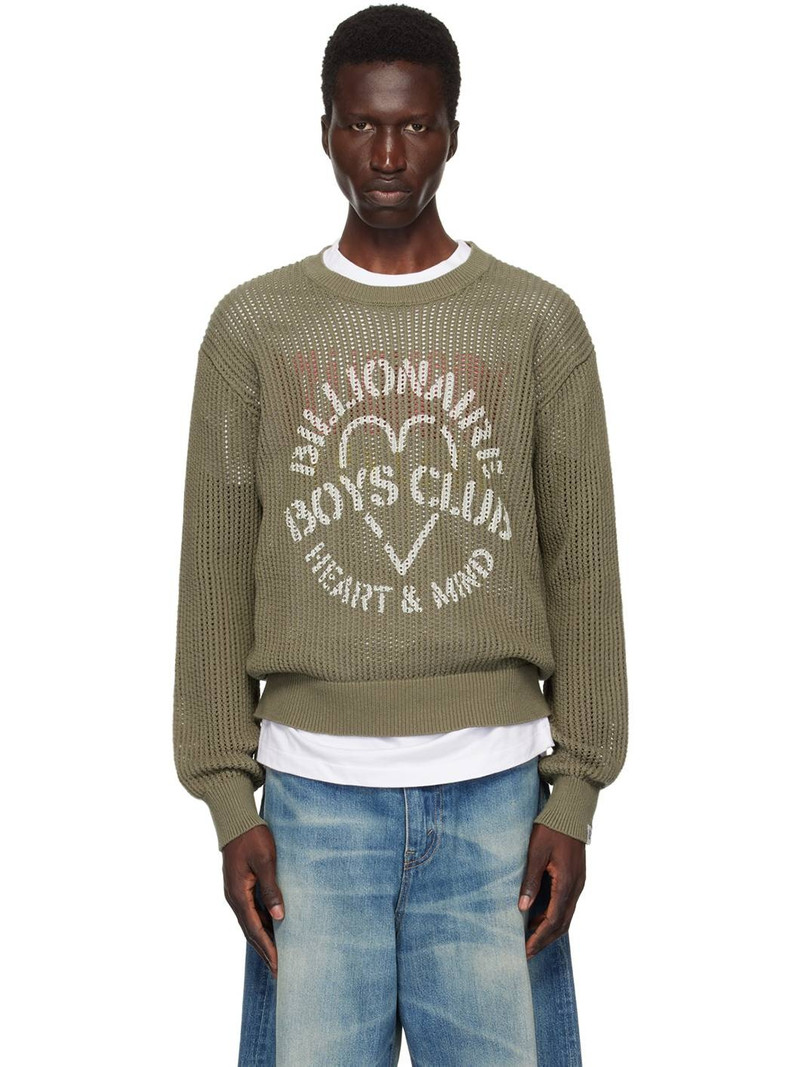 Khaki Heart & Mind Stencil Logo Sweater 1