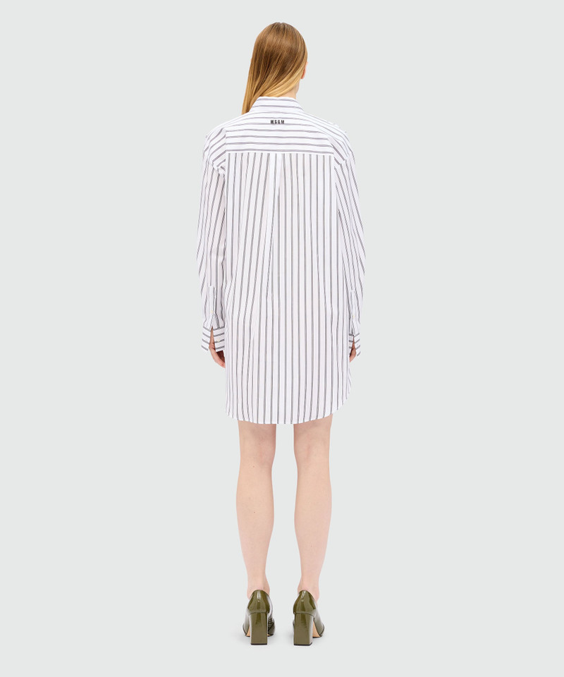 White striped poplin shirt dress with bow detail 3