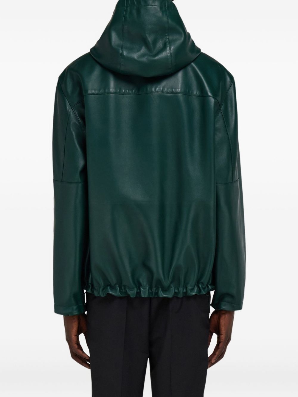 hooded leather jacket - 3