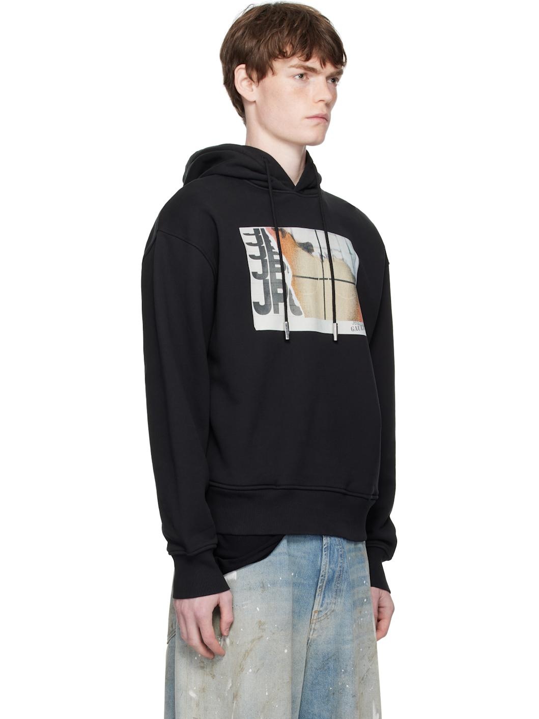 Black Printed Fire Hoodie - 2