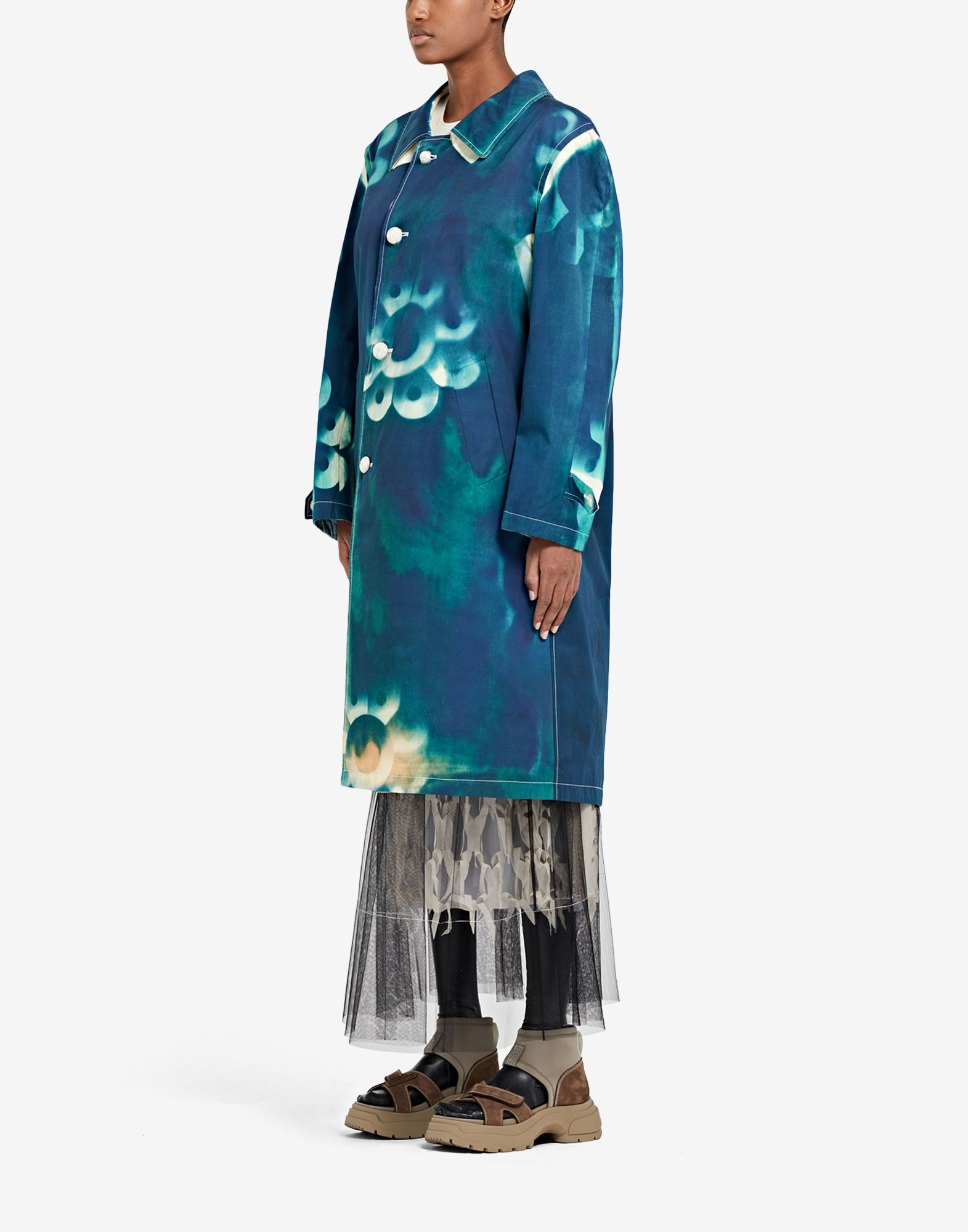 Floreal Cyanotype Canvas Coat - 5