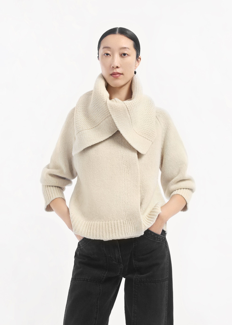 CO Funnel Neck Knit Cardigan in Wool Cashmere outlook
