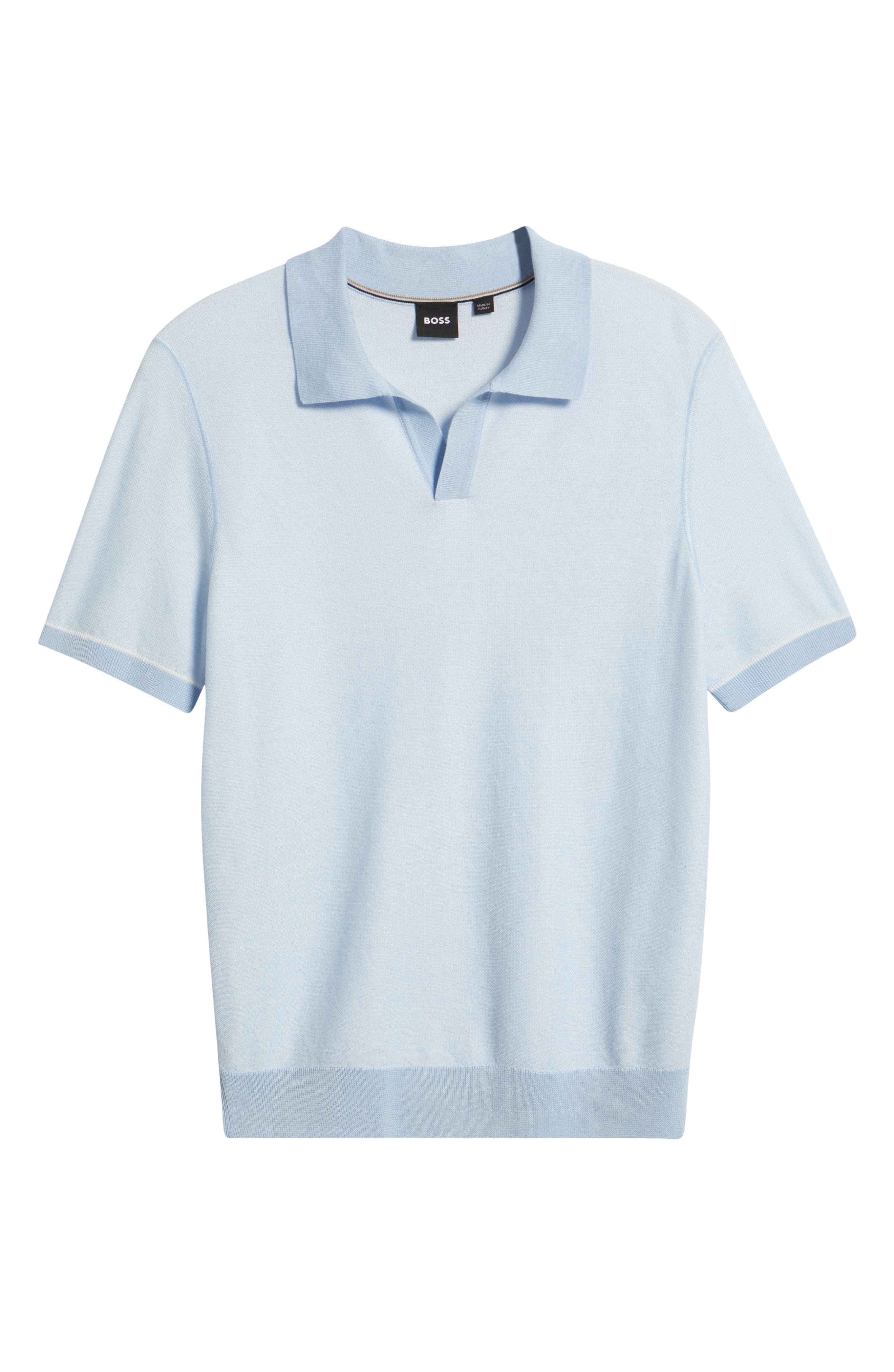 BOSS Jianluca Johnny Collar Polo in Light/Pastel Blue at Nordstrom - 5