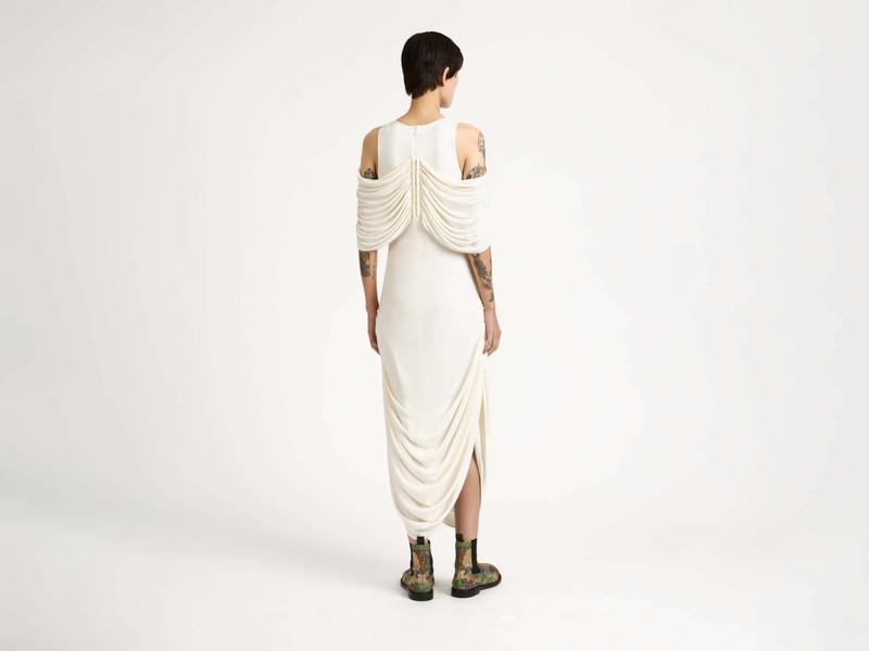 WOMENS BEADED SLEEVE MIDI DRESS IN IVORY 3