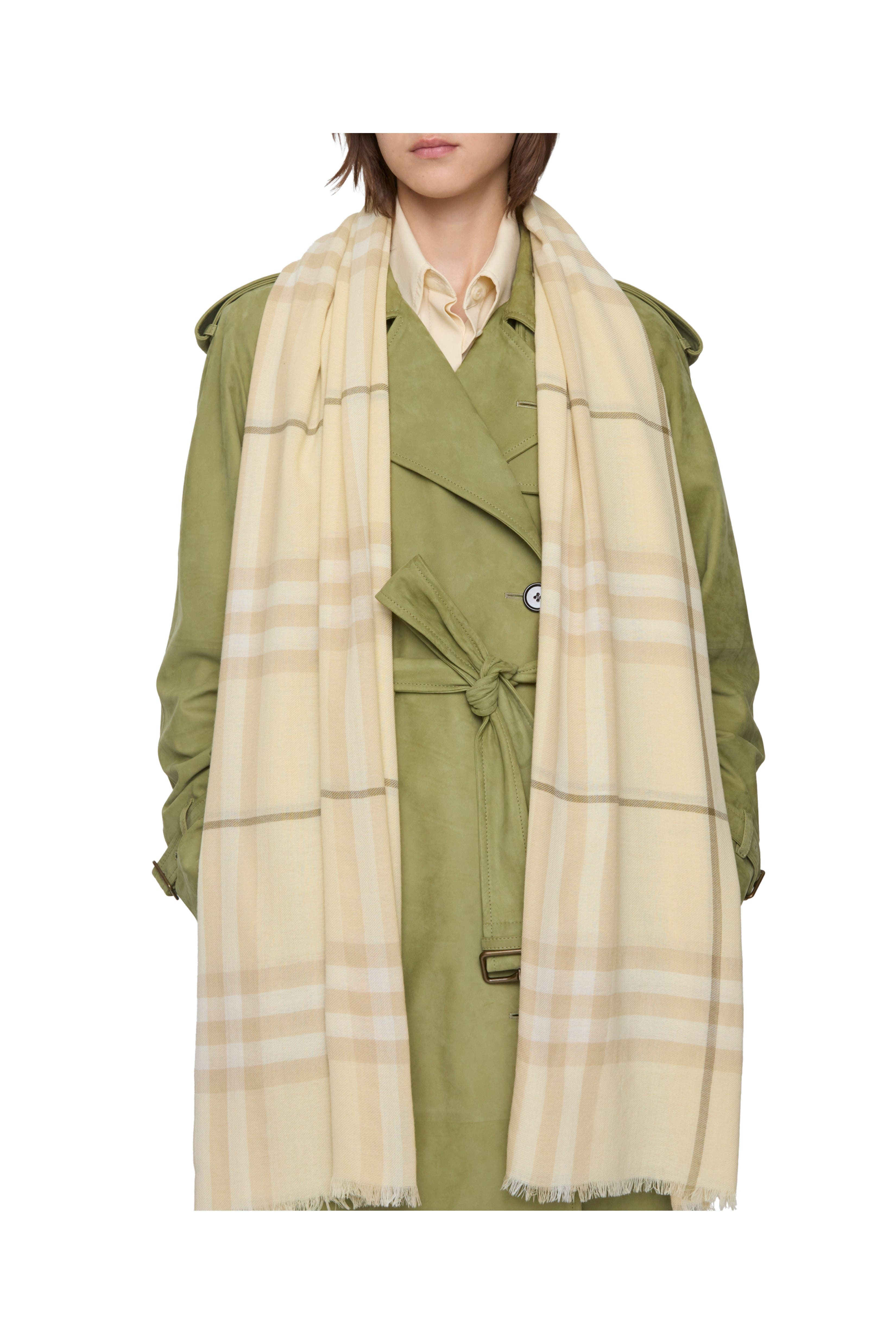 burberry Wide Check Wool Scarf in Buff at Nordstrom - 2