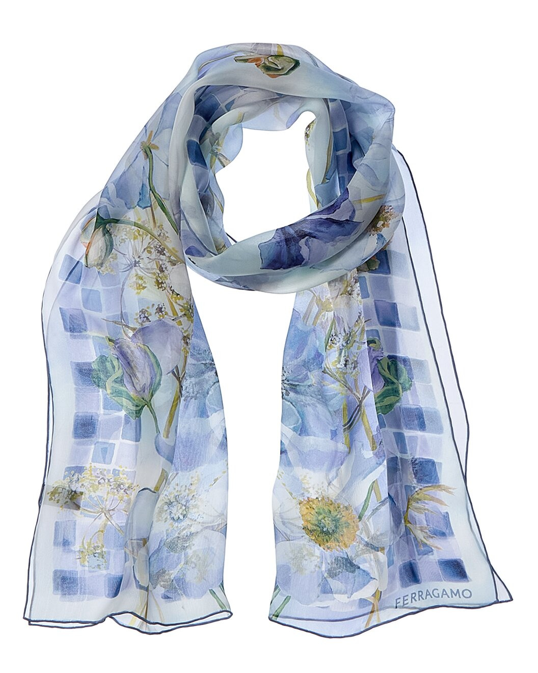 Ferragamo Fiori Print Silk Scarf - 1