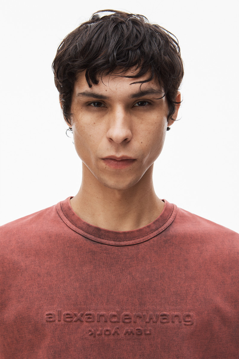 embossed logo tee in compact jersey 3