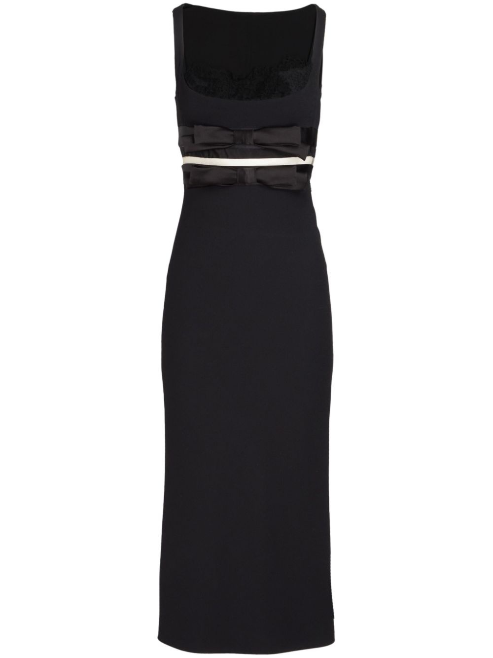 bow-detail crepe midi dress - 1