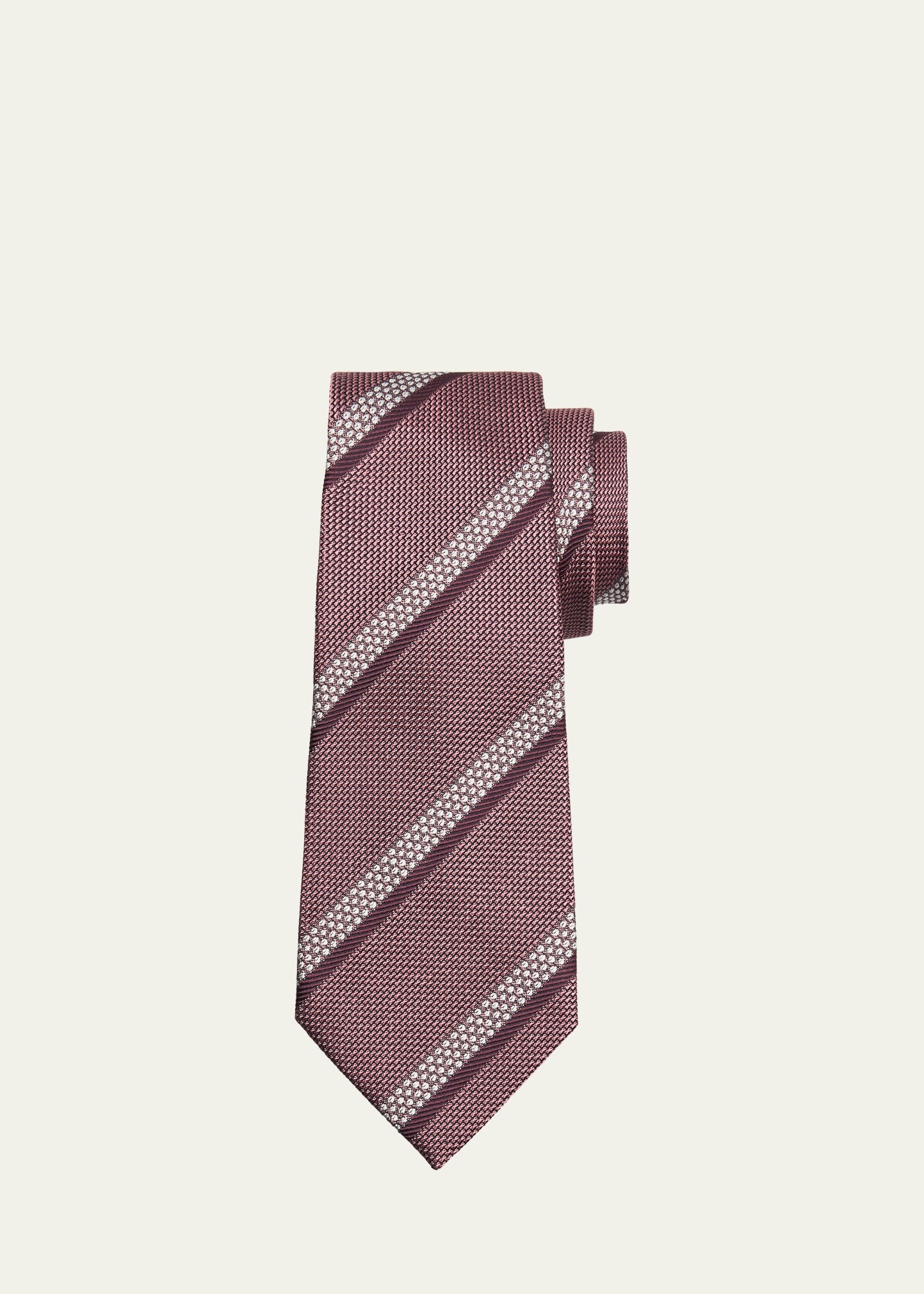 Men's Wide Stripe Jacquard Silk Tie - 1
