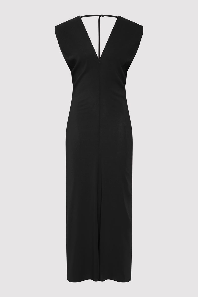 Plunge Drape Dress - Black - 1