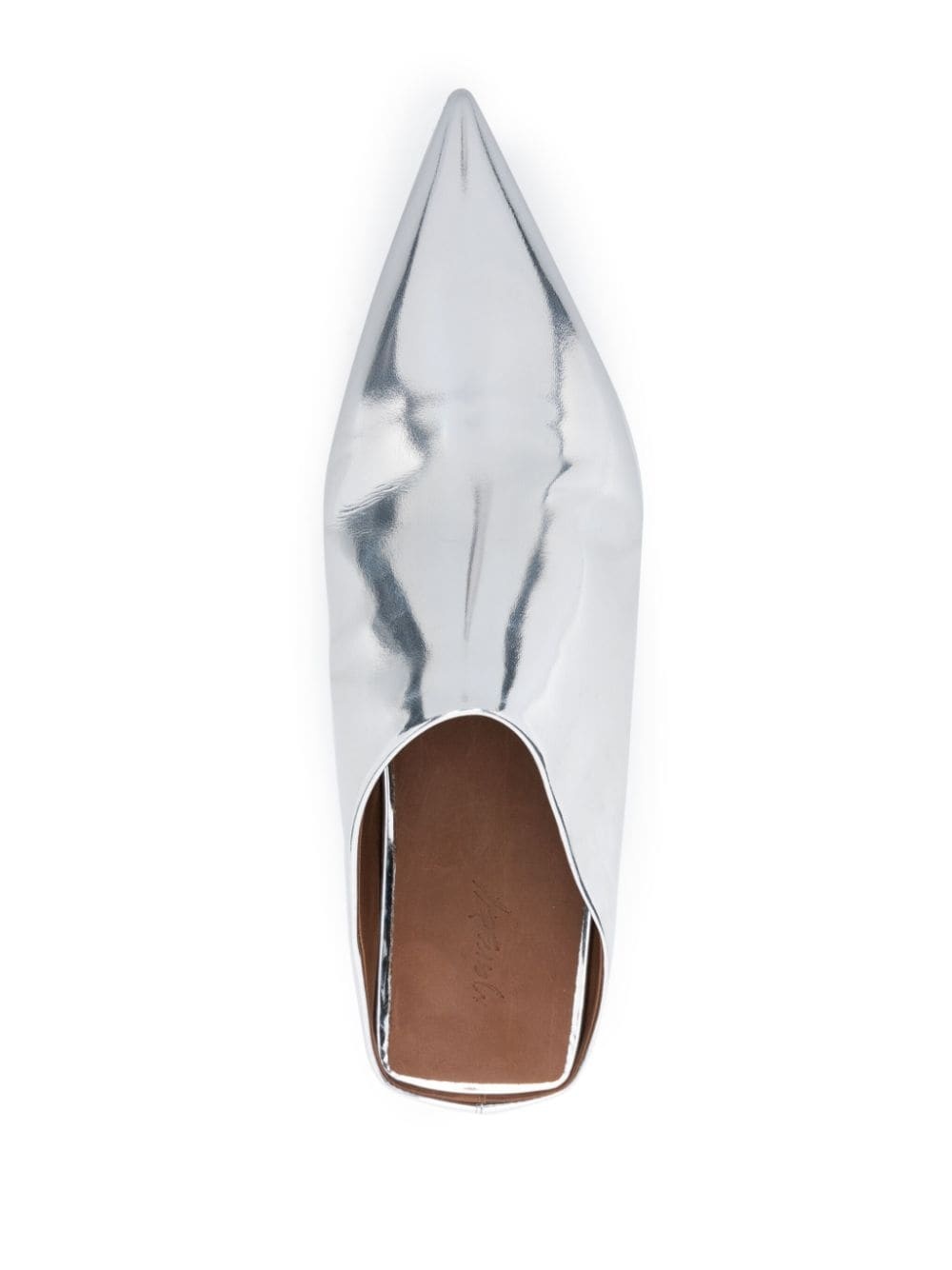pointed-toe flat leather mules - 4