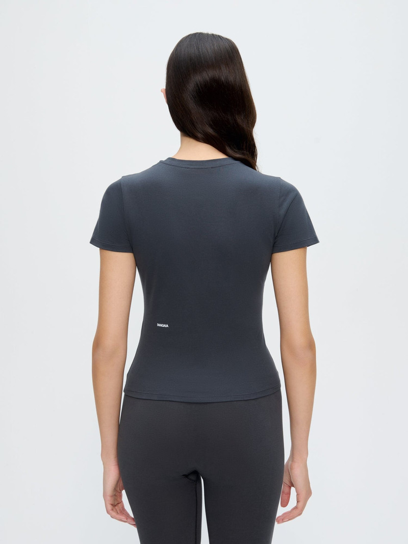 Womens Cotton-Stretch Slim T-Shirt - Smoked Black 4