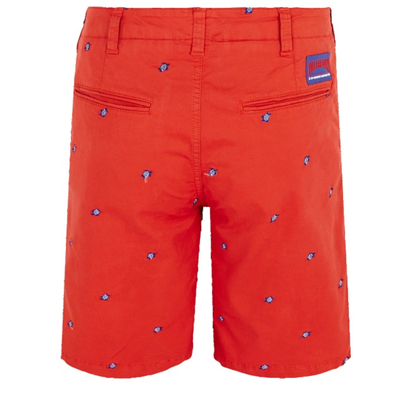 Vilebrequin Men Chino Embroidered Bermuda Shorts Micro Ronde des Tortues outlook