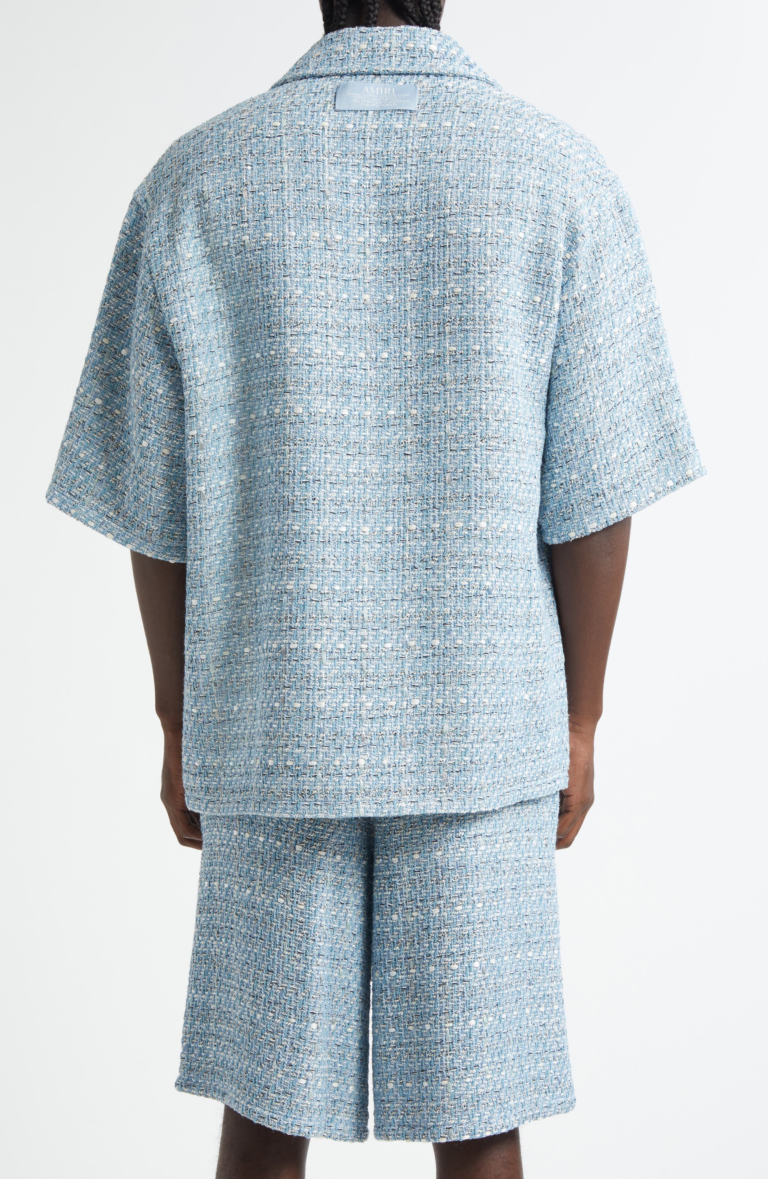 AMIRI Bouclé Camp Shirt in Ashley Blue at Nordstrom - 3
