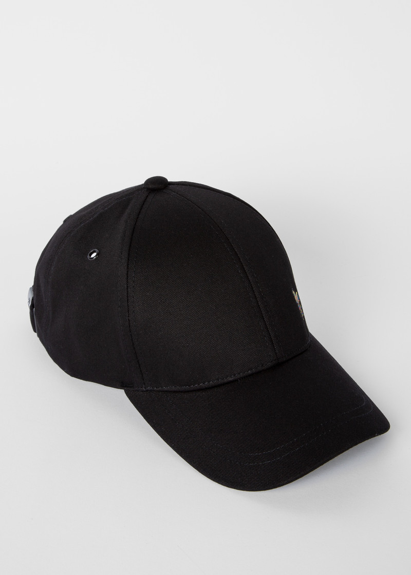 Paul Smith Black Cotton 'Zebra' Logo Baseball Cap outlook