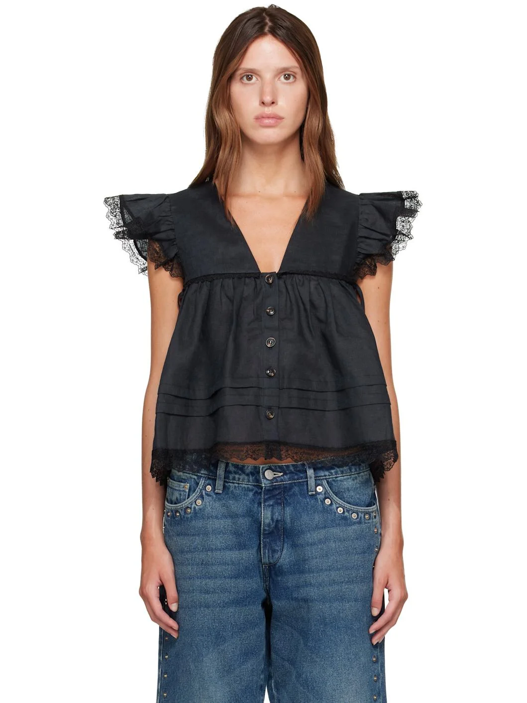 Black Linen Blouse - 1