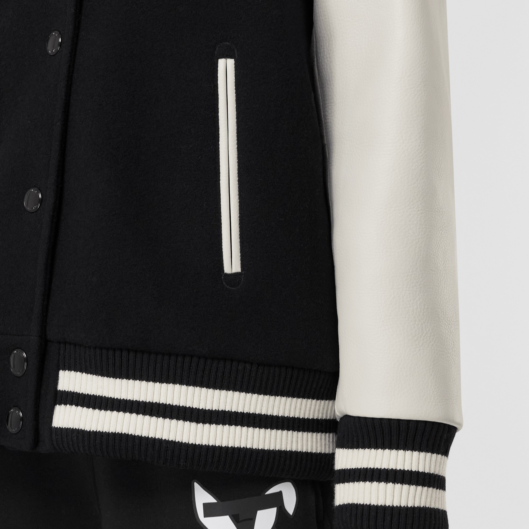 Burberry Wool Rabbit Varsity Jacket In Black