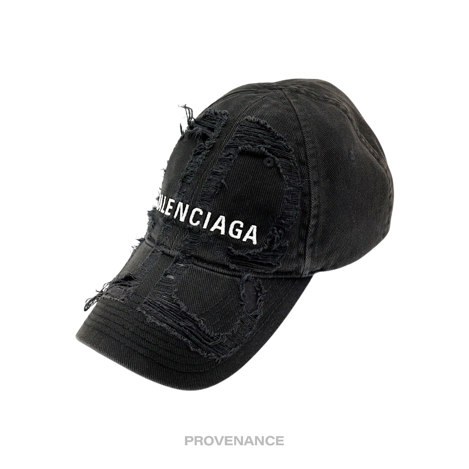 Balenciaga Embroidered Logo BB Lazer Destroyed Cap Black - 2