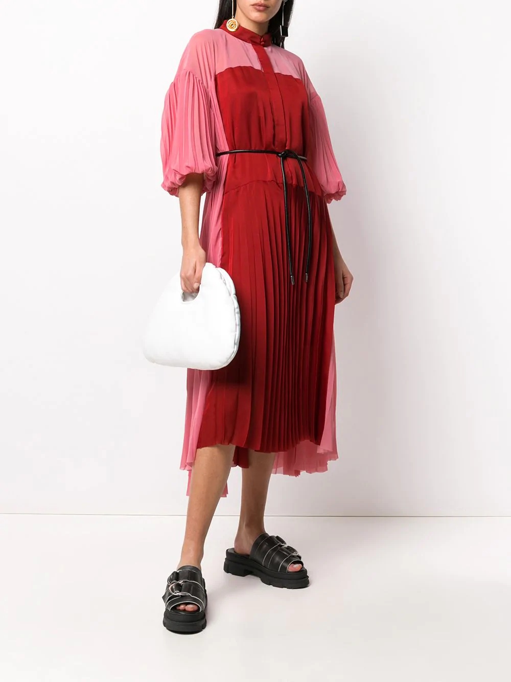 colour block pleated dress - 2