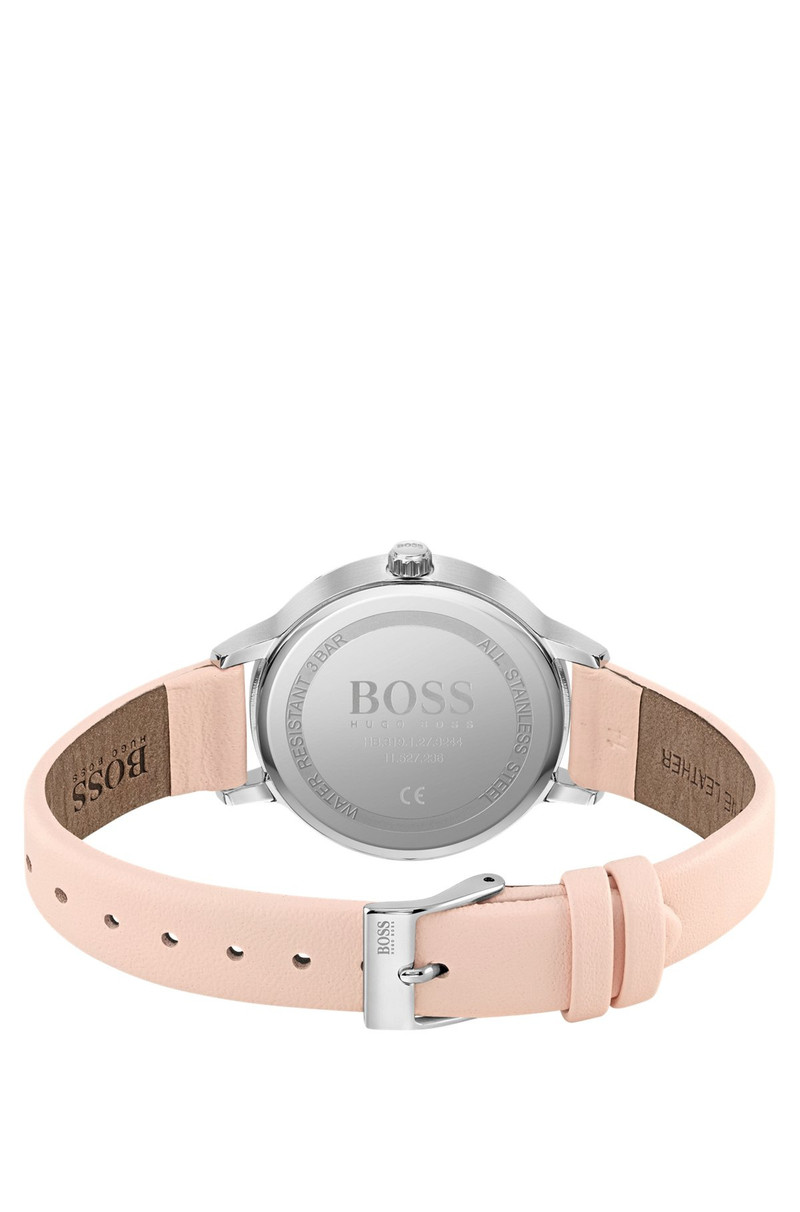 LEATHER-STRAP WATCH WITH GOLD-TONE BRUSHED DIAL 3