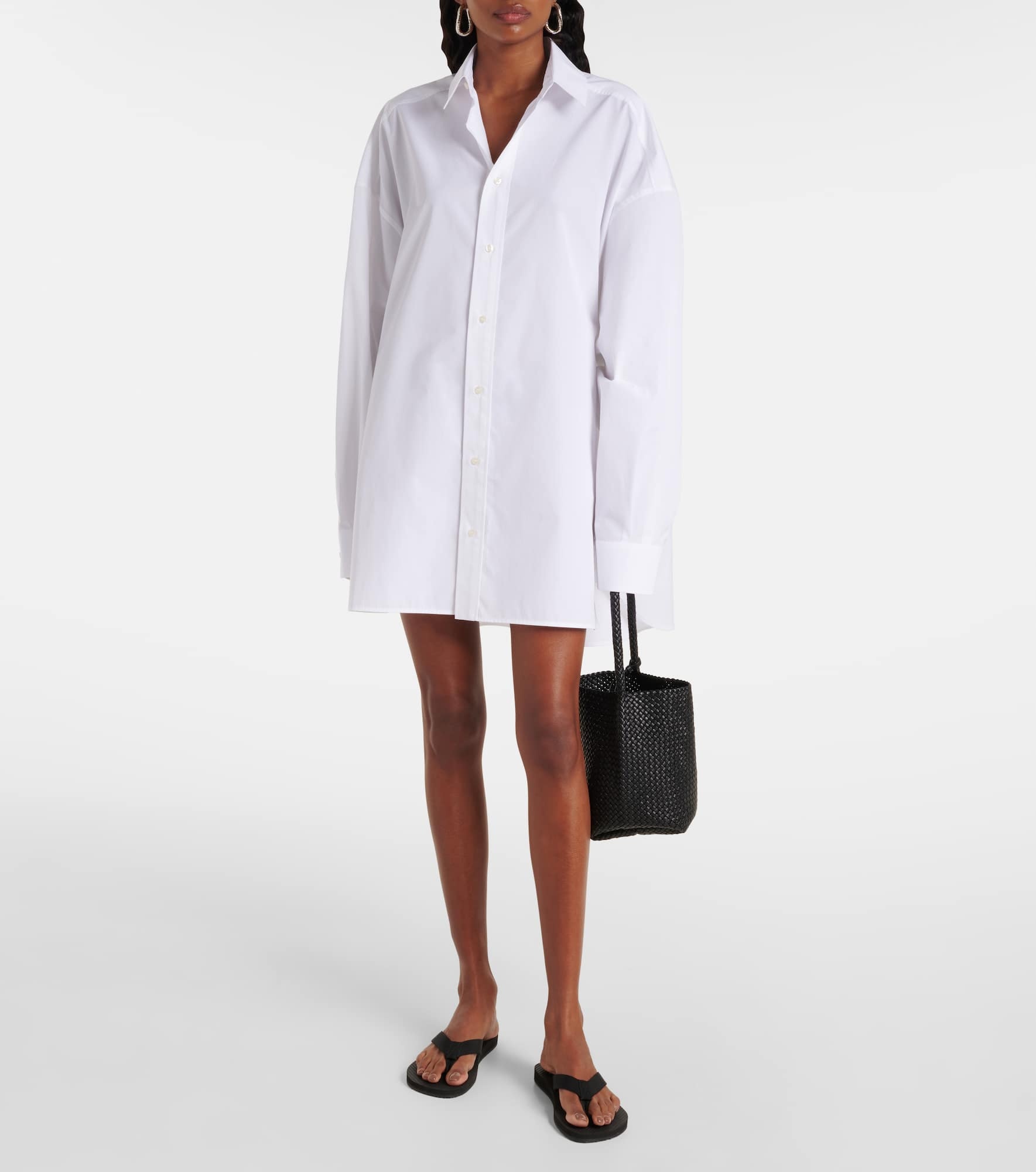 Oversized cotton poplin shirt dress - 2