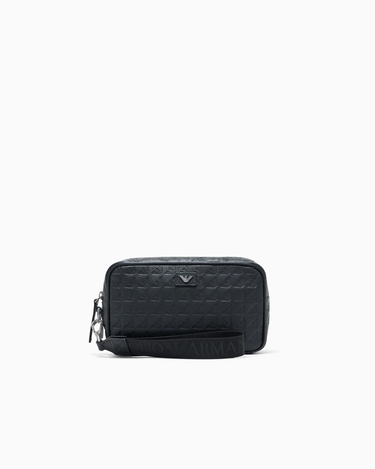 LEATHER WASHBAG WITH ALL-OVER EMBOSSED EAGLE - 1